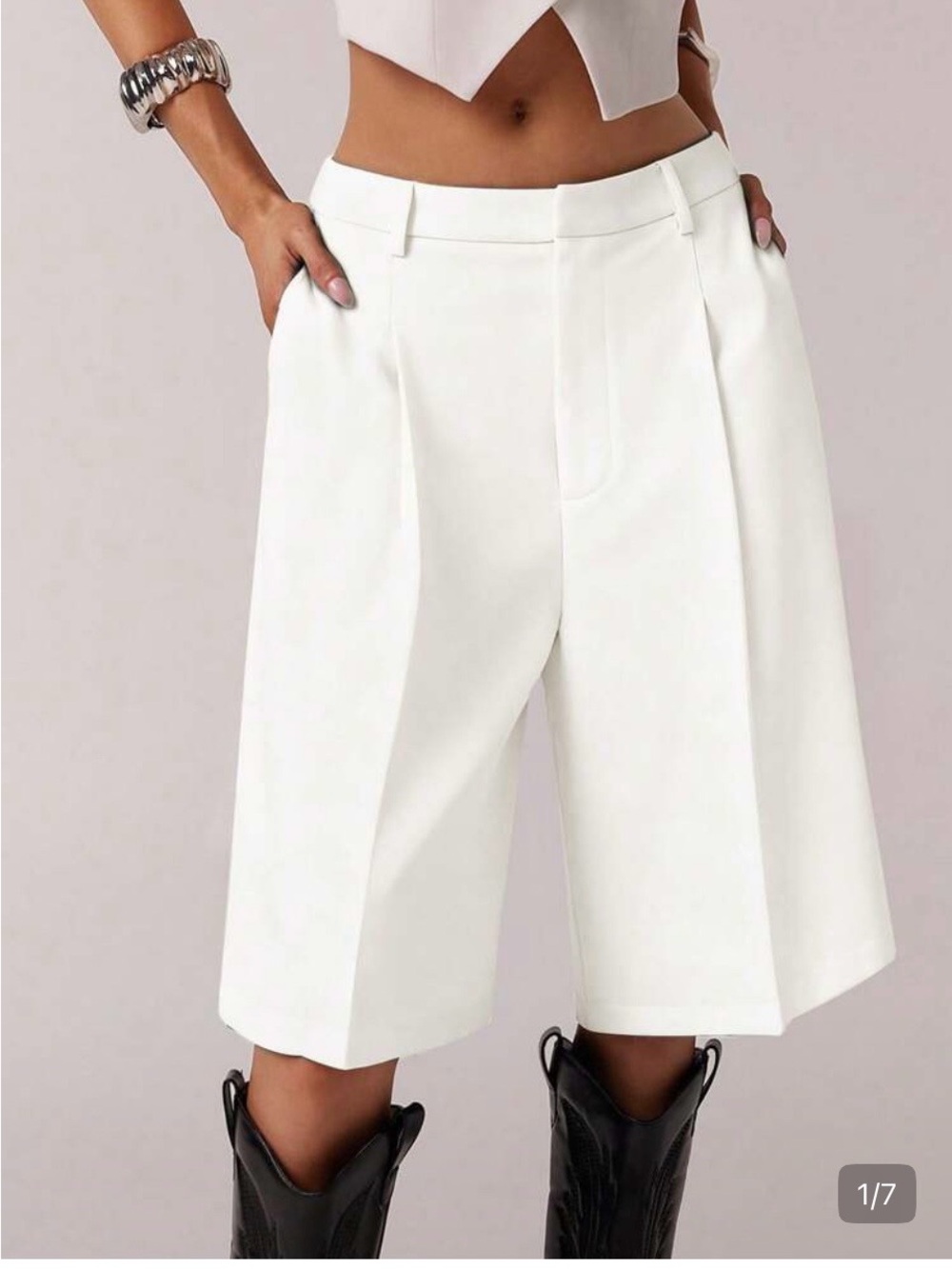 NEW Forever 21 White High-Waist Bermuda Shorts